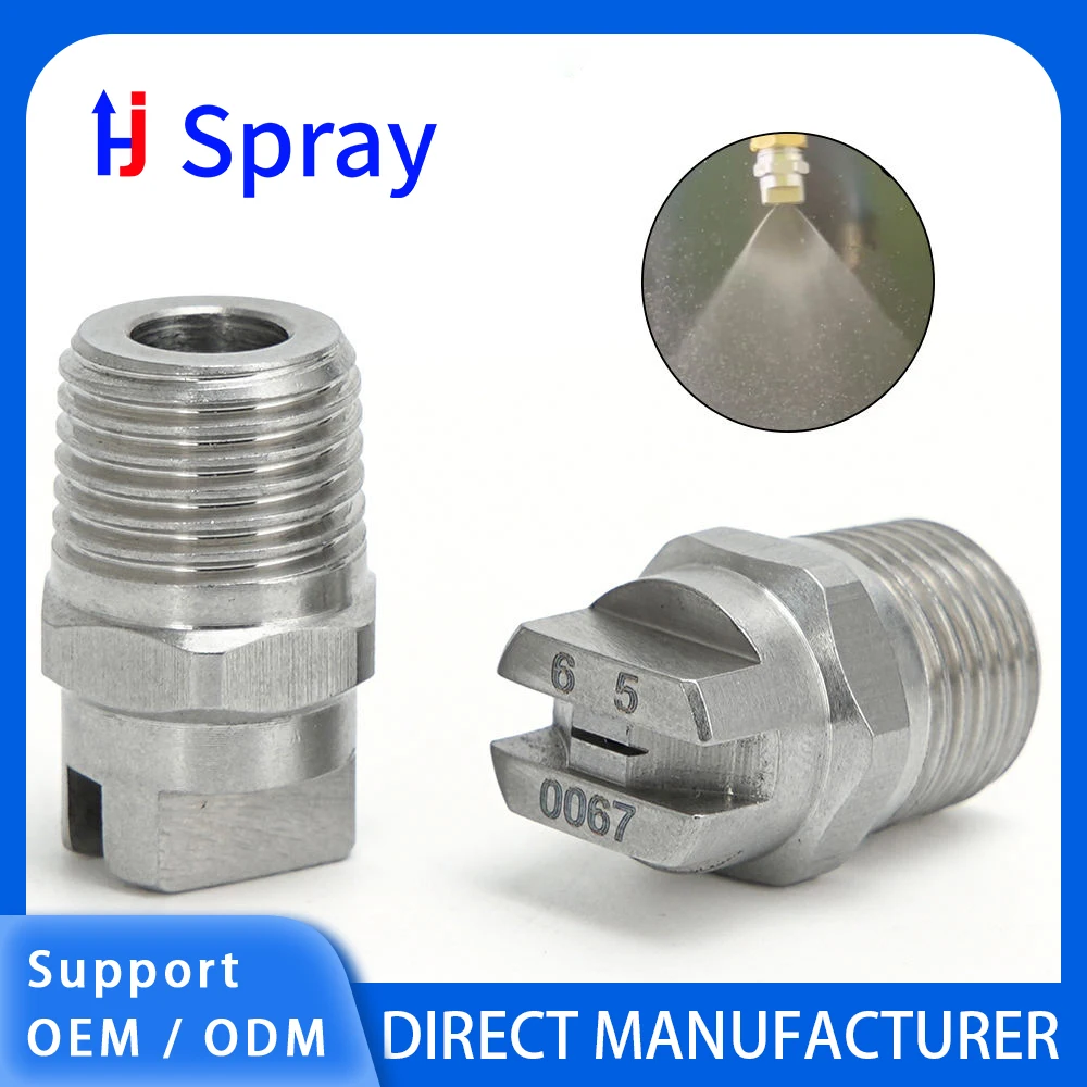 Huajue 304 Stainless Steel 3/4-inch BSPT External Thread 15° Angle HVV Series Flat Nozzle OEM/ODM Cleaning and Dust Removal