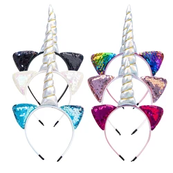 1PC New Cute Women Kids Cat Ears Headband Sweet Girls Unicorn Horn Hair Band Birthday Unicorn Party Headwear