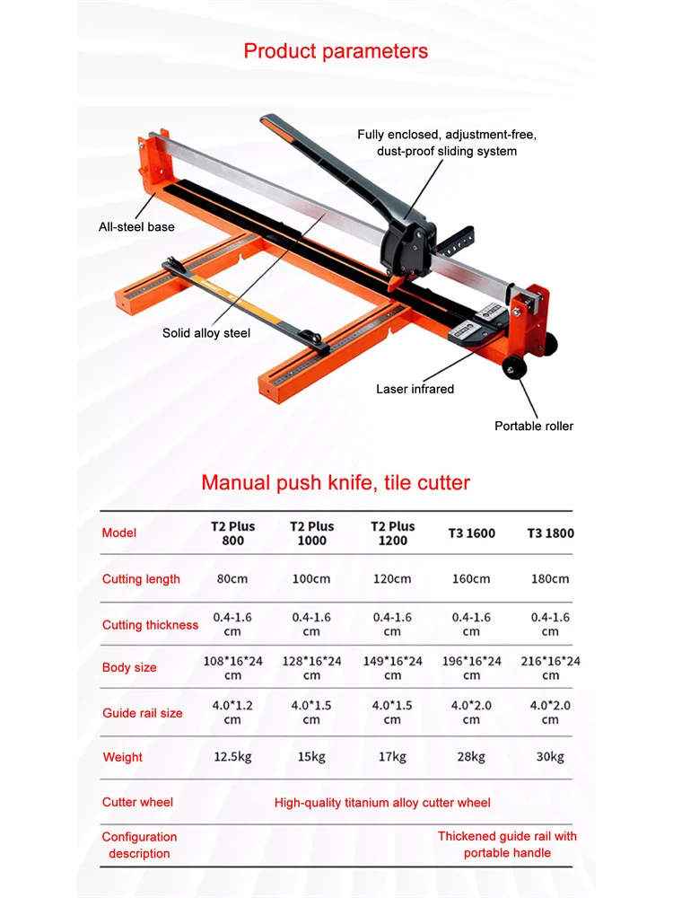 High-precision, Adjustment-free Manual Tile Cutting Machine, Manual Push-cutter, Handheld Tile and Floor Tile Cutting Machine