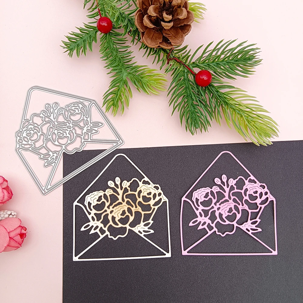 Alinacutle Metall-Stanzform Rosen-Umschlag Scrapbooking Papierhandwerk Album Handgemachte Schablone Punch Art Cutter
