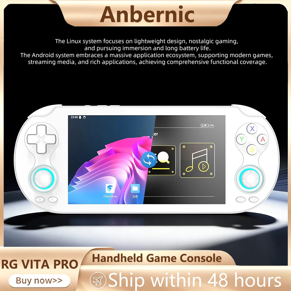 ANBERNIC RG VITA PRO Handheld Game Consoles 5.5''IPS 4K HD Touch Screen Android 14 Support Wi-Fi6 BT5.3 Video Game Consoles