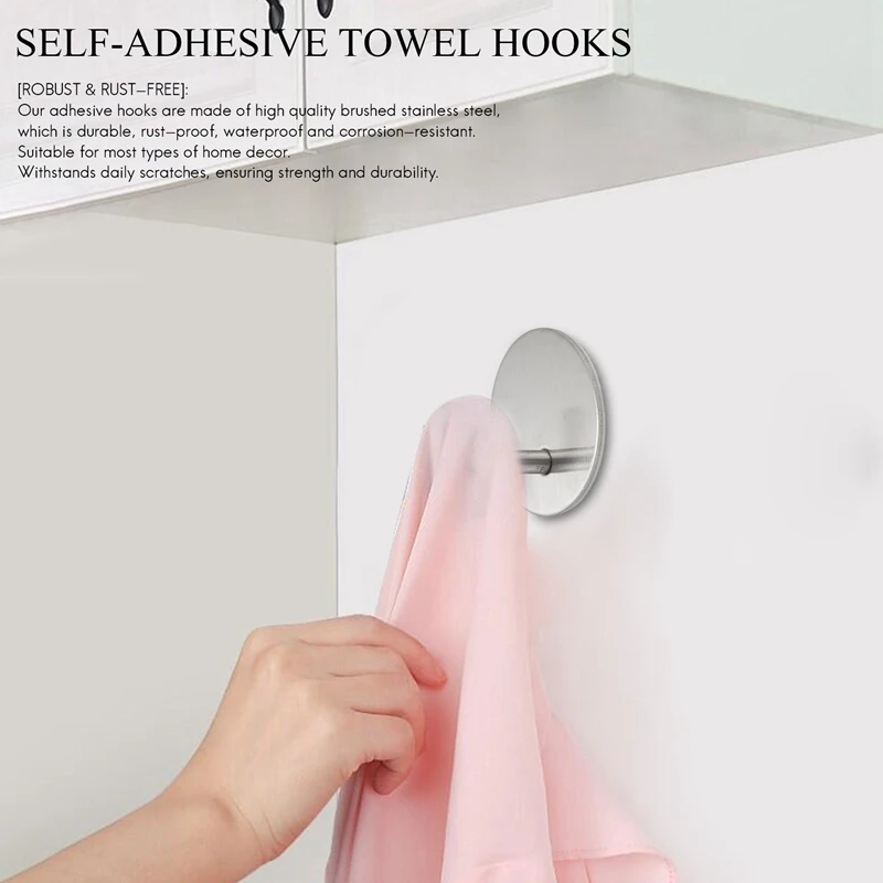 6 шт. самоклеящиеся крючки для полотенец без сверления, настенные крючки из нержавеющей стали, держатель для полотенец, дверные Крючки для дома, кухни