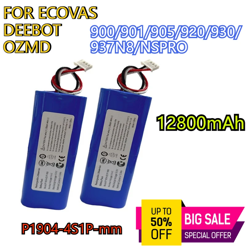 

For Ecovacs Deebot Ozmo 900 901 905 920 930 937 N8 N8 Pro 14.4V Battery Li-ION Robot Vacuum Cleaner Battery Replacement Battery