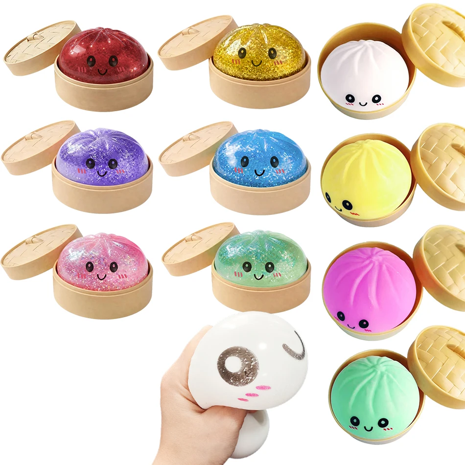 Blind Box Colorful Simulated Dumpling Squishy Relaxing Relieve Anxiety Antistress Enhance Happiness Rebound Reliever Squeeze Toy