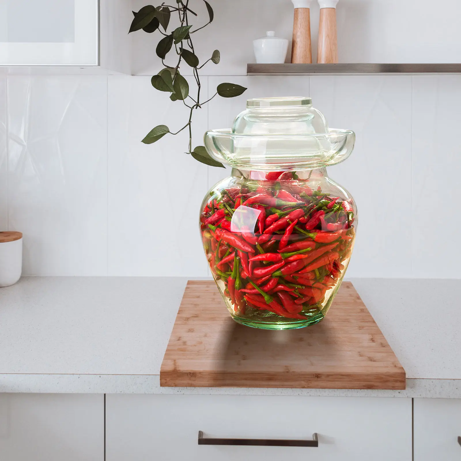 

1 шт. Большая банка для солений из толстого стекла с герметичной крышкой, для ферментации и хранения овощей на кухне