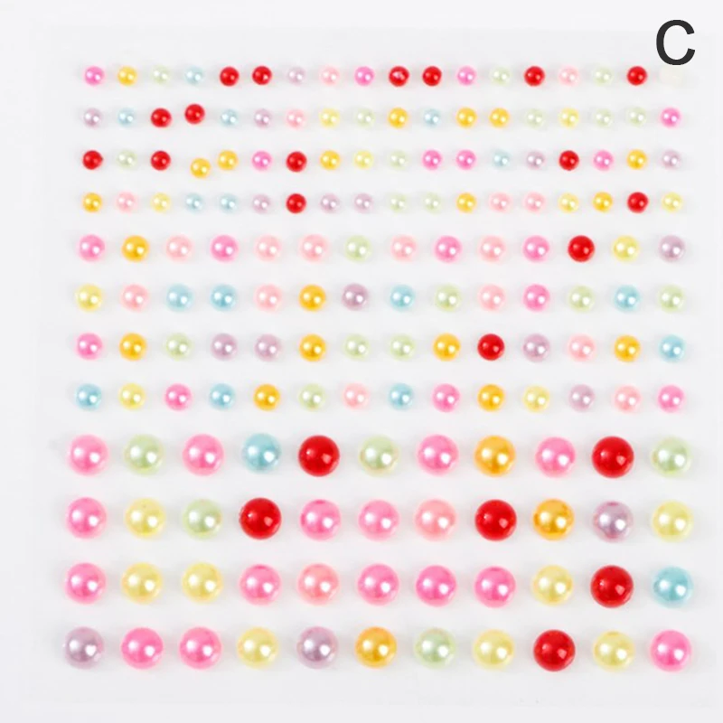 【DY】1 Sheet Plastic Semi-circular Pearl Decoration Stickers For DIY Face Beauty Makeup Nail Art Cell Phone Hair Accessories