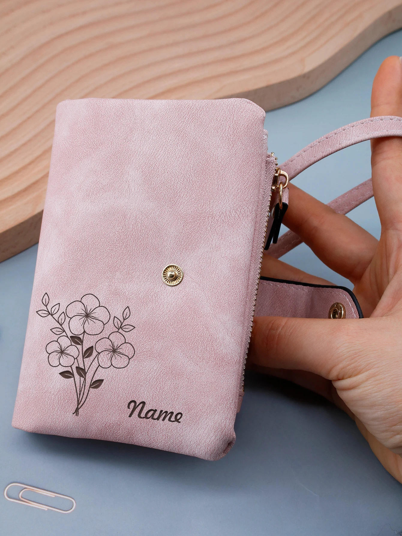 Custom Name Wallet-With Birth Flower, Personalized Wallet Women, Customized Wallet For Men, Customizable Mini Wallet For Woman,