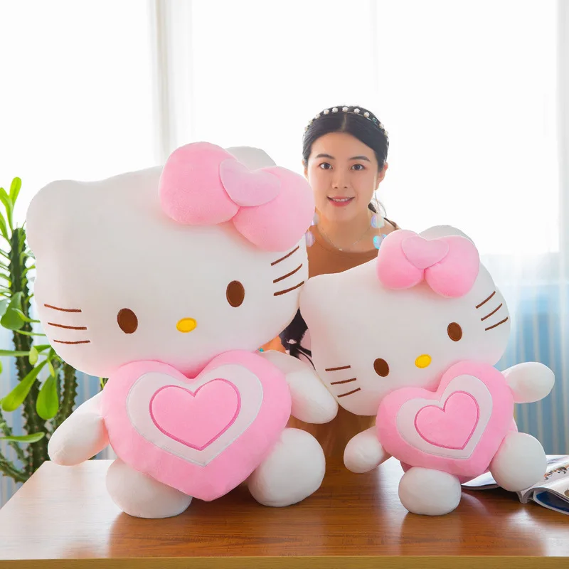 

Big Size 30/60cm Sanrio Hello Kitty Cat Plush Dolls Stuffed Animal Toy Kitty Super Cute Pink Heart Pillow Birthday Gifts ForKids