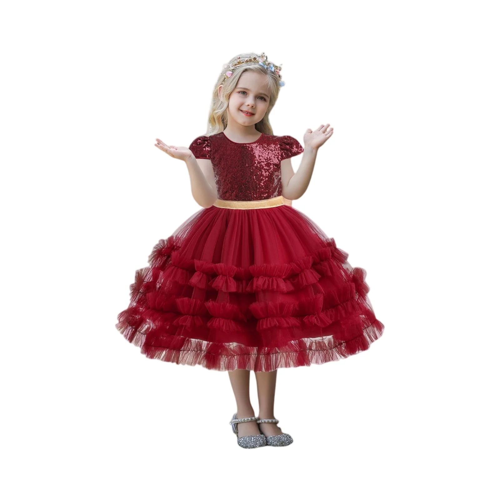

New Childrens Dress Princess Puff Skirt Bridal Dress For Girls Cross-Border Supply Stock Available In China Mainland For Wedding