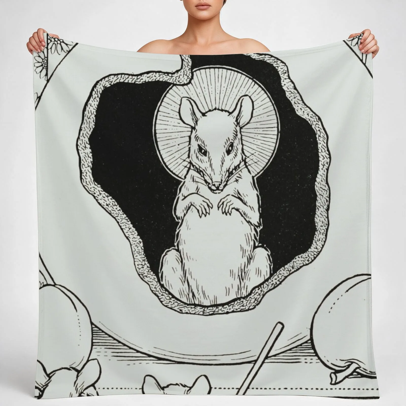 The Rat Retired from the World Throw Blanket couch cozy soft plush fuzzy picnic outdoor blanket
