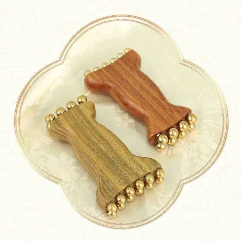 Green Sandalwood Goat Horn Bottle Facial Massager Fascia Lift Solid Wood Facial Beauty Tool New 14 Massage Beads