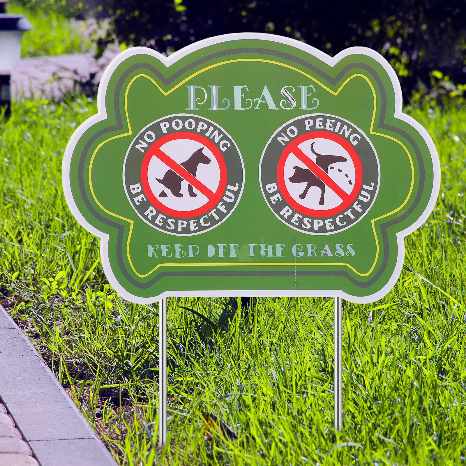 

Dog Poop Front Yard Sign Garden Signs for Animal outside No Pooping and Peeing Lawn