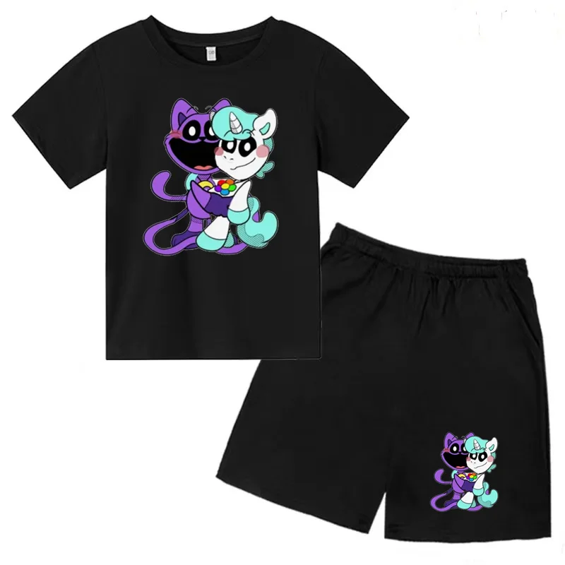 Kids' Tracksuit T-shirt Boys Girls Summer Short Sleeve Shorts Cartoon Pattern 3-13 Years Old Casual Sunshine Charming Suit