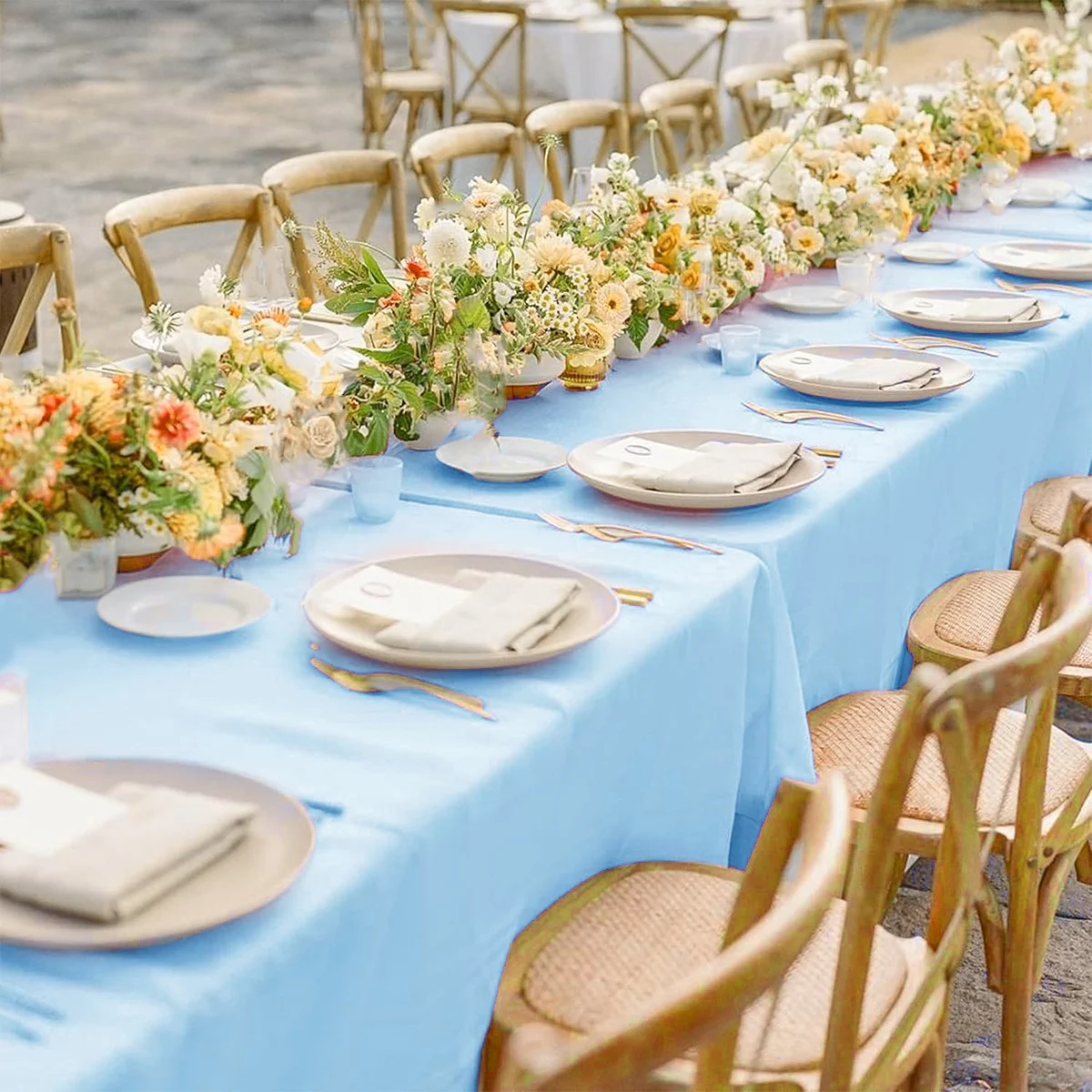 183 × 137 سنتيمتر الباستيل الأزرق مفرش طاولة غطاء طاولة بلاستيكي للاستعمال مرة واحدة للزينة الزفاف حفلة عيد ميلاد لوازم ديكور للطاولات