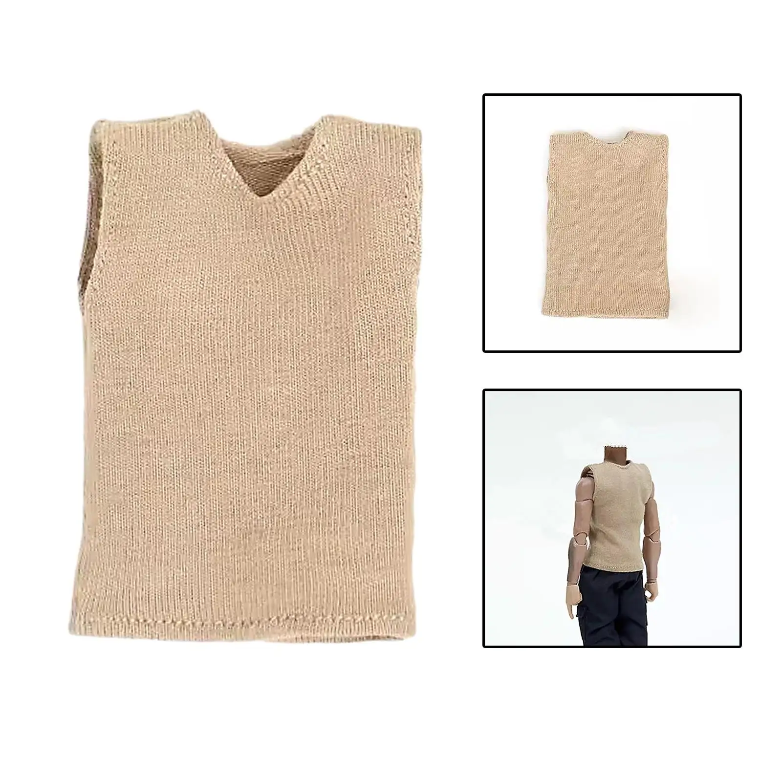 1/12 Scale Men Figure Sweater Vest Handmade Doll Clothes Miniature Clothing for 6