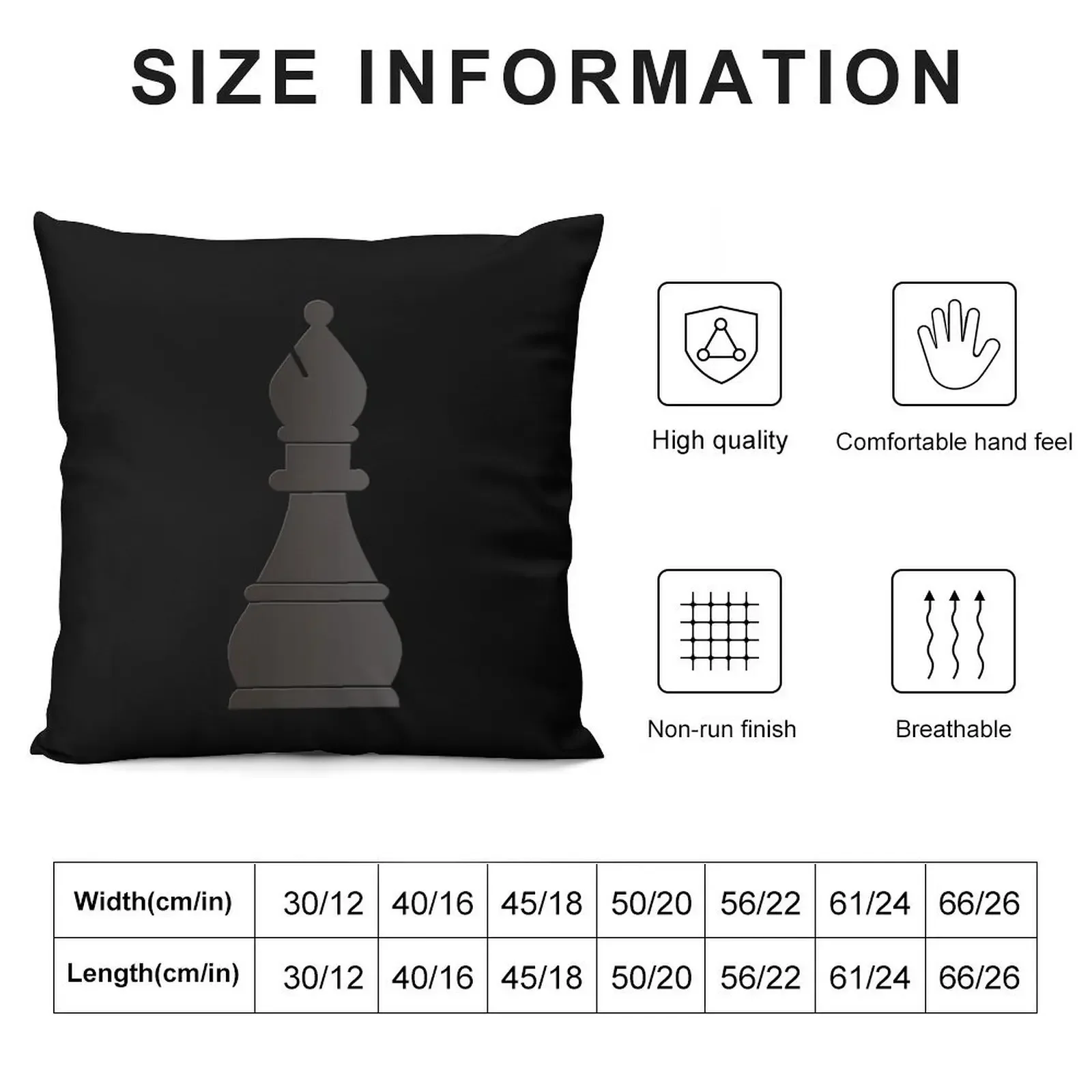 Black bishop chess piece Throw Pillow Pillow Cases Decorative Luxury Pillow Case Decorative pillowcase Christmas Pillows