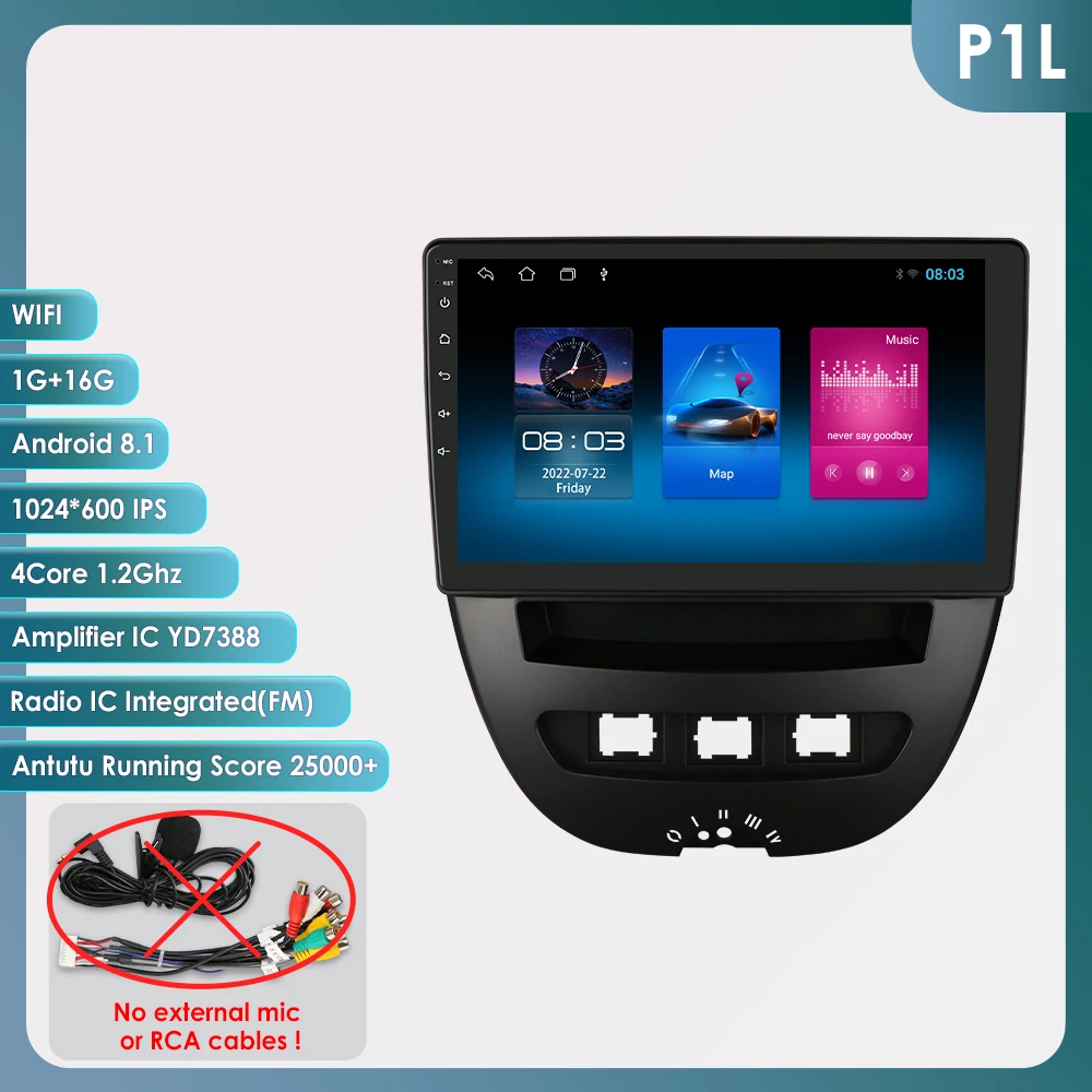 Android Auto GPS voor Citroen C1 Peugeot 107 Toyota Aygo draadloze CarPlay Auto Multimedia Video Player 4G 2DIN Radio Stereo WIFI
