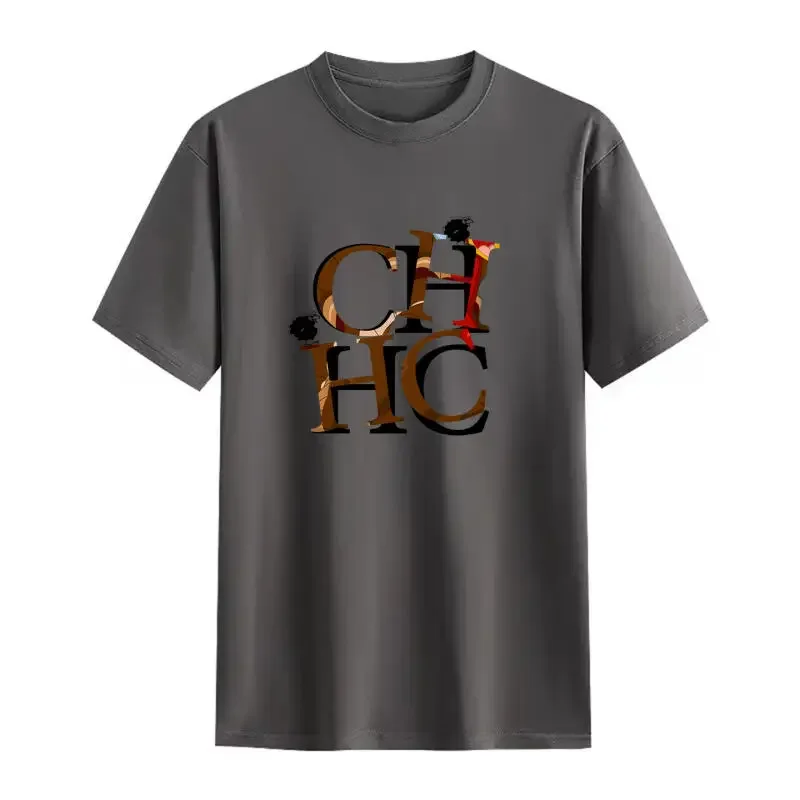 T-shirt stampata di marca CH New Art Letter disponibile in più colori Cotone Vestibilità comoda Casual Moda quotidiana Top versatile