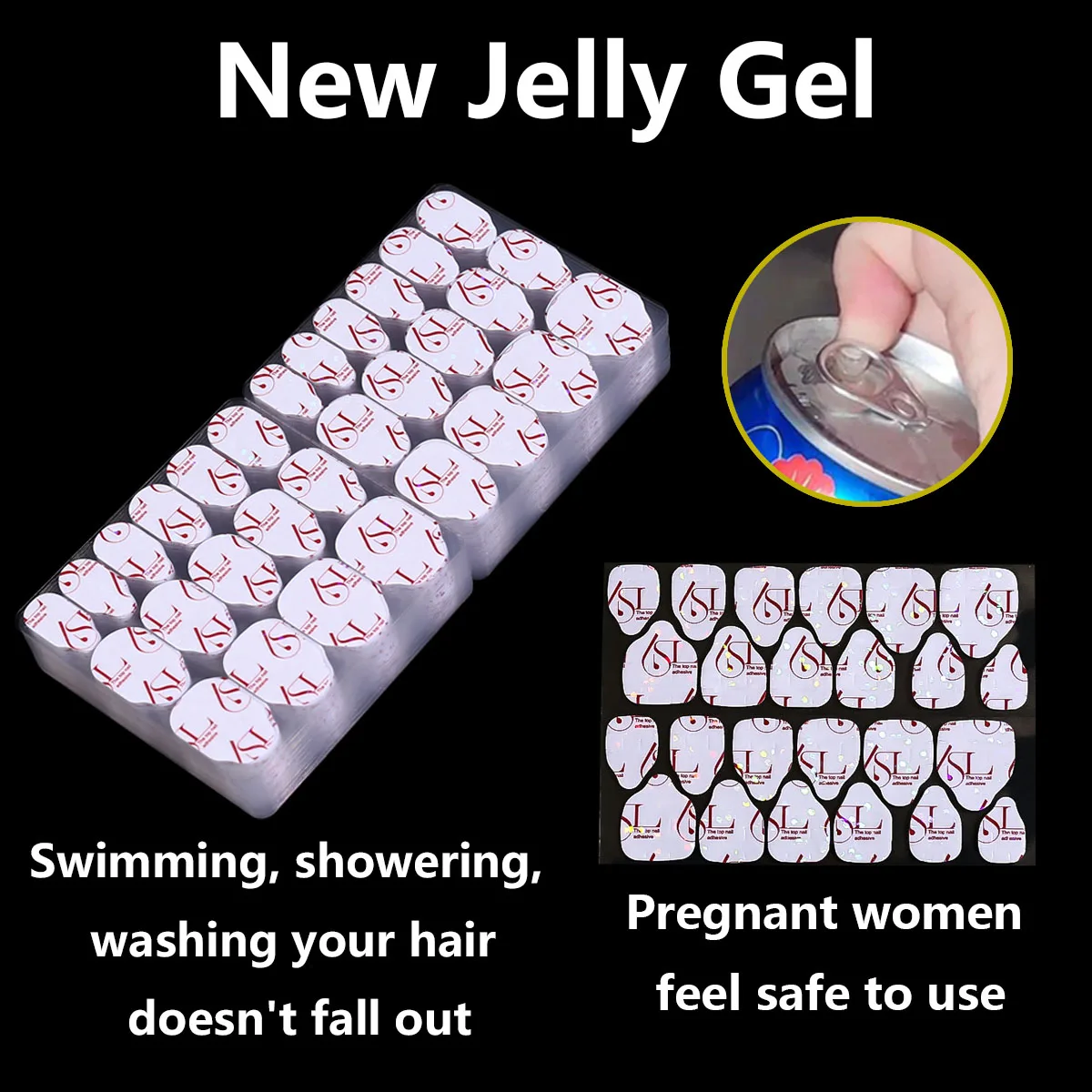 

10 pieces/pack of 6L nail jelly adhesive, high viscosity, long-lasting and non damaging, specifically designed for nail art patc