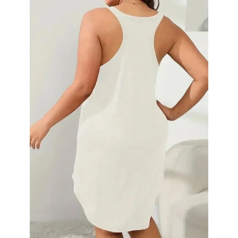 New Summer Women\'s Plus Size S-8XL Basic Loungewear U-Neck Sleeveless Dress A-line Solid Color Casual Beach Dress Party Dress