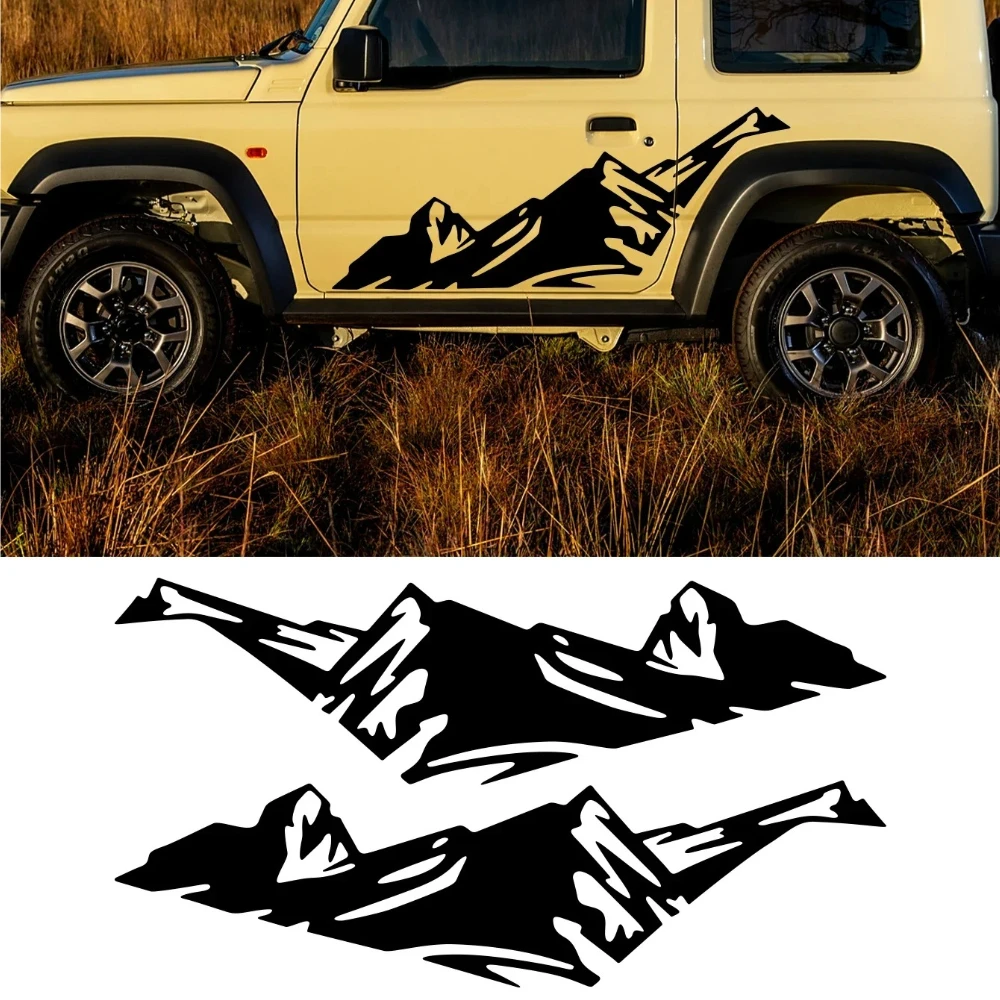 

For SUV Truck Off-Road Vehicle 2Pcs Car Body Door Side Snow Mountain Graphic Vinyl Sticker Universal Long Size Decal Accessories