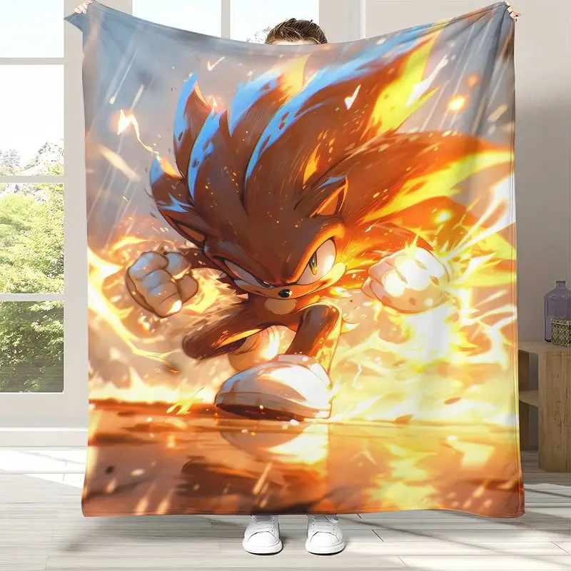 Vintage S-Sonic Rings K-Knuckles Game Flannel Throw Blanket,Cozy Warm Blanket for Bed,Sofa,Living Room,Picnic,Camping,Home Decor