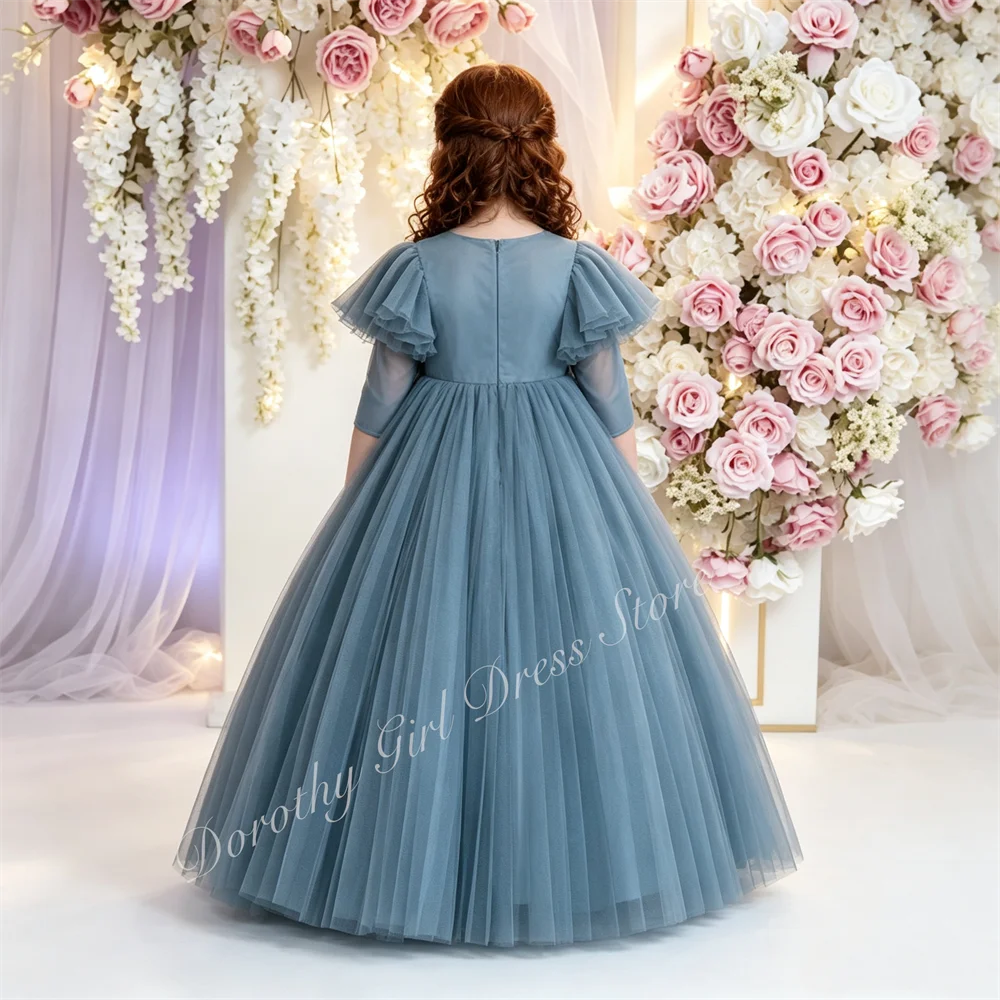 Customized 2027 New Flower Girl Dress Embroidered Patchwork Mesh Fluffy for Children's Communion Party Evening Dress