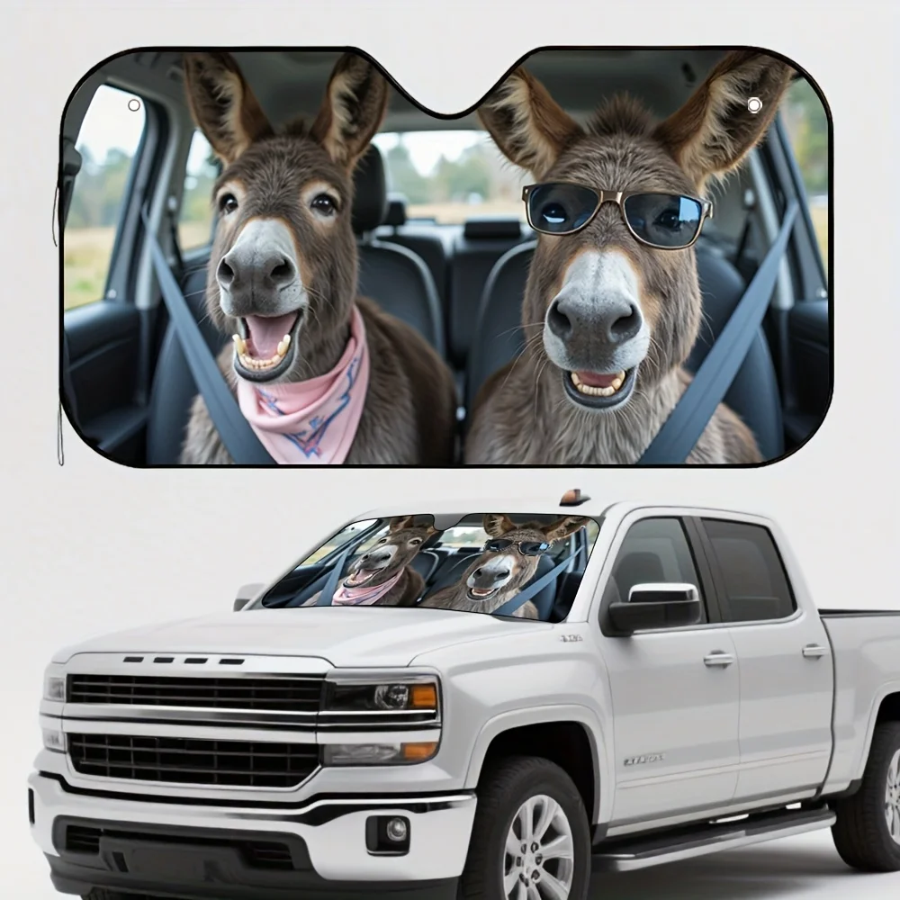1pc Funny Donkey Joyride Car Sun Visor with Donkeys in Fashion Glasses Reduces Direct Sunlight Glare Enhances Driving Comfort