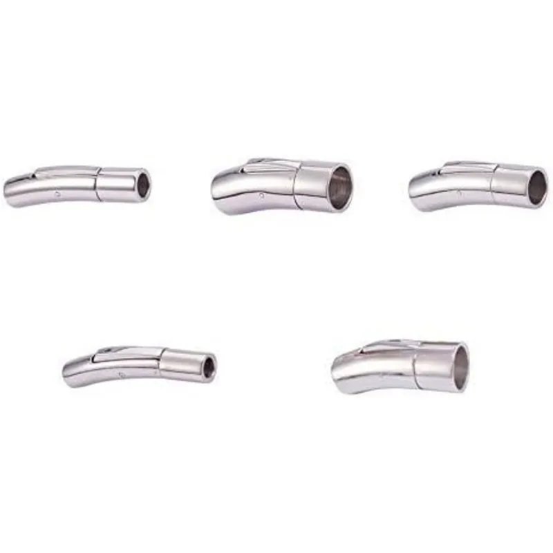 

5 Sets 304 Stainless Steel Leather Cord End Cap Snap Bayonet Clasps Barrel Fit 3-8mm Cord for Jewelry Making