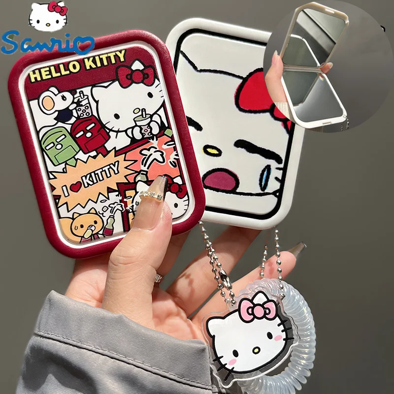 

Sanrio Hello Kitty Cute Little Mirror for Girls Makeup Mirror Portable High Quality Student Hand-held Folding Mirror for Girls