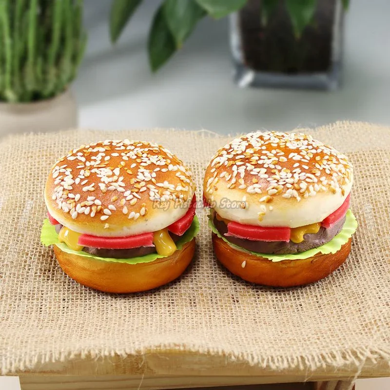 Kids Simulation Food Kitchen Toy Pretend Play Cooking Fake Bread Hamburger Hot Dog Model Soft Burgers Bakery Toys for Girls Gift