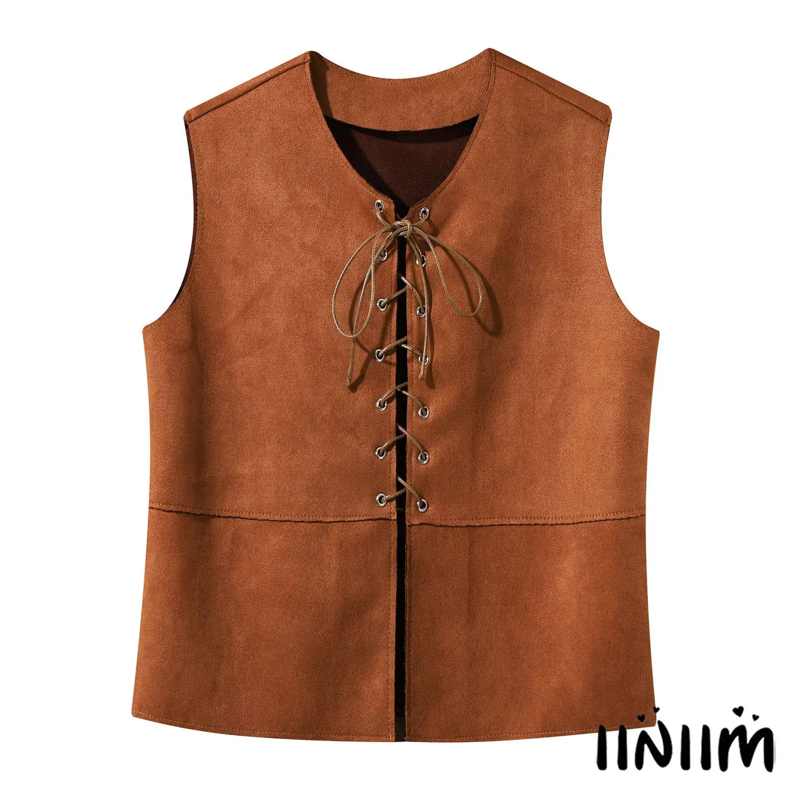 

Kids Boys Girls Gothic Steampunk Waistcoat Halloween Carnival V Neck Sleeveless Front Lace Up Vest Top Pirate Role Play Costume