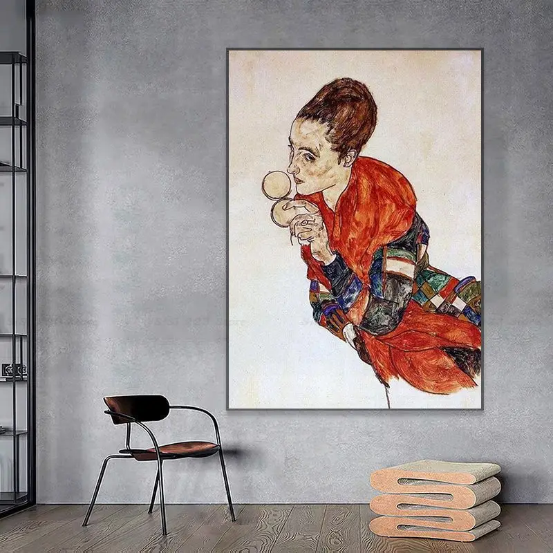 Egon Schiele Abstact Movie Sticky Posters Retro Kraft Paper Sticker DIY Room Bar Cafe Decor Art Wall Stickers