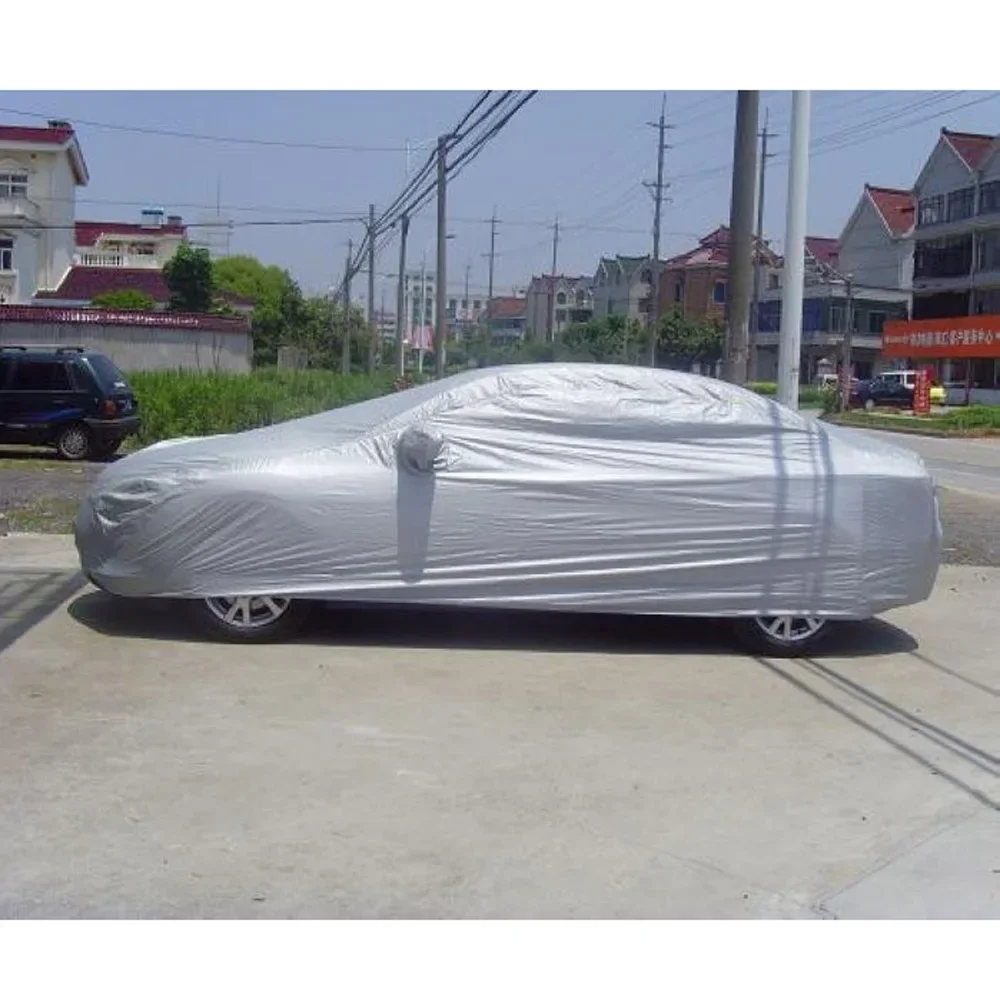 ผ้าคลุมรถเต็มรูปแบบหิมะน้ําแข็งฝุ่น Sun UV Shade COVER พับได้ Silver ขนาด S-XXL Auto Car Outdoor Protector COVER