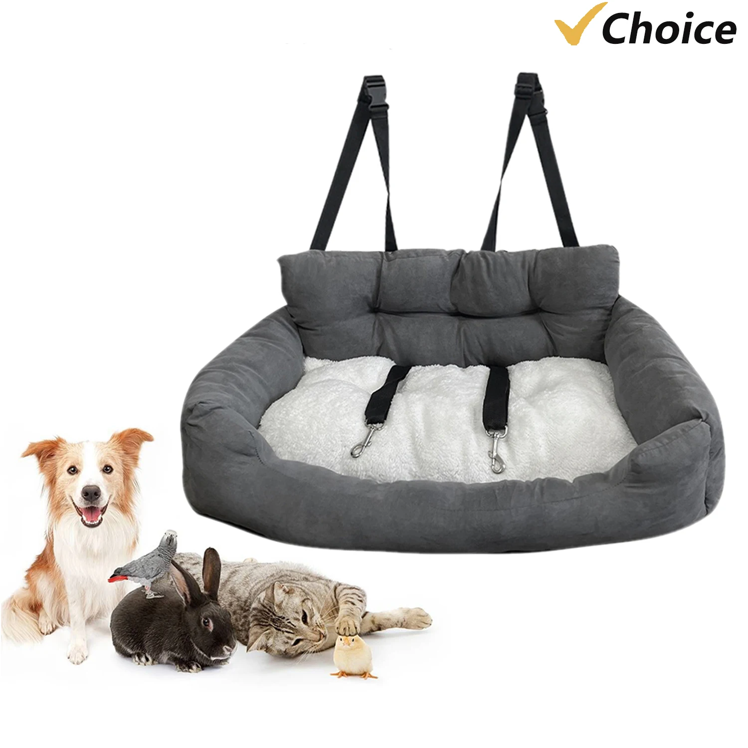 Dog Car Seat with Safety Strap Car Booster Seats for Small/Medium Dogs or Cats Universal Comfortable Dog Bed for Car and Home