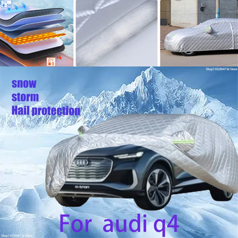 

For audi q4 Outdoor Cotton Thickened Awning For Car Anti Hail Protection Snow Covers Sunshade Waterproof Dustproof