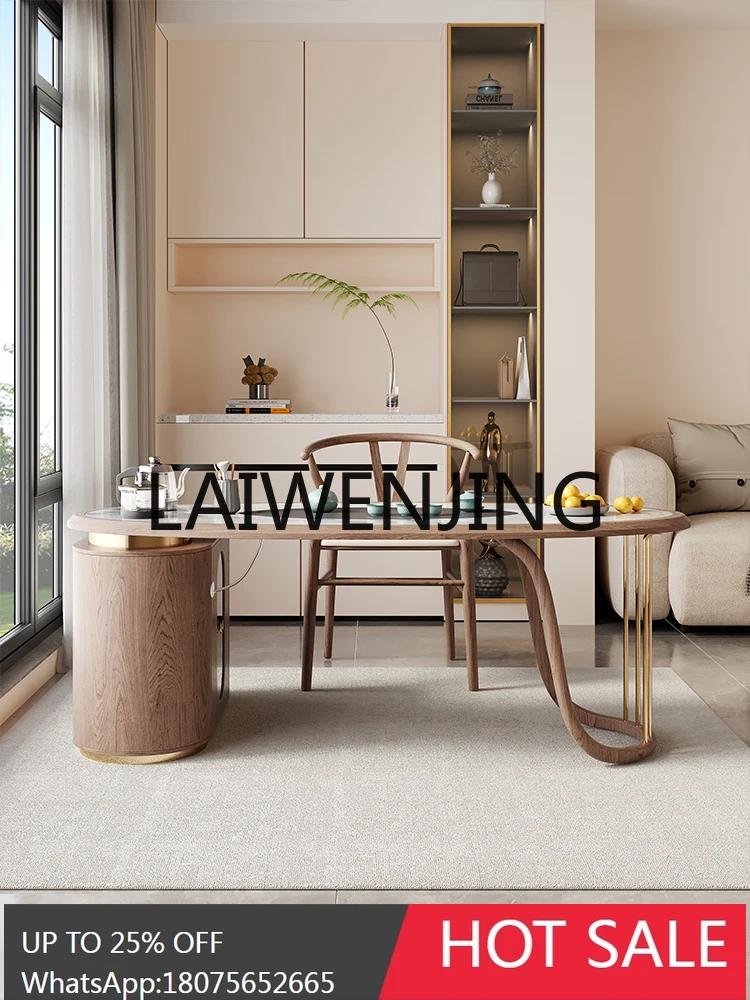 Living Room Home New Chinese Style Solid Wood Table-Chair Set Office Tea Table Kettle Integrated