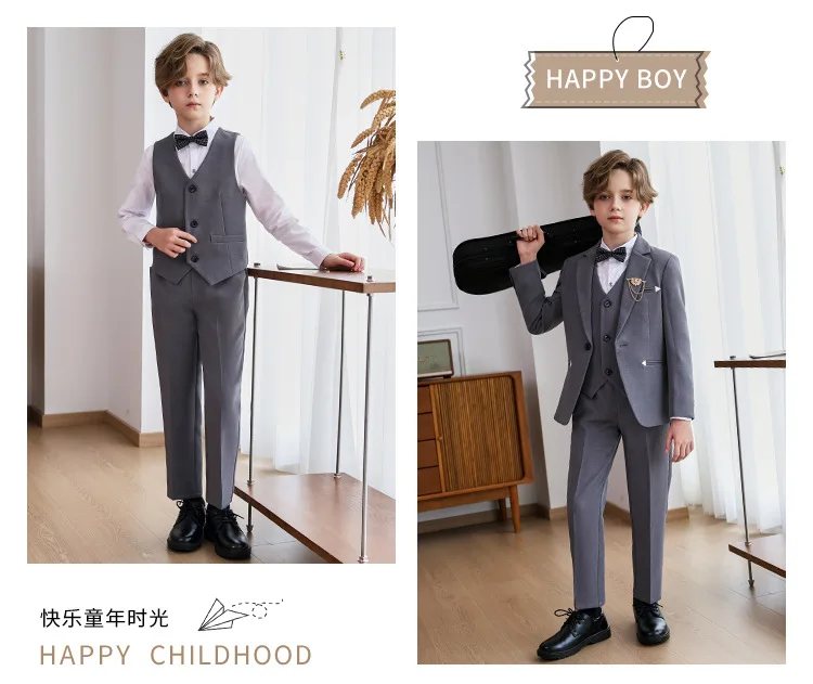 Kinderanzüge, Britische Gentlemen-Anzüge für Jungen, Geburtstagsanzüge für Jungen, Blazer für Blumenjungen bei Hochzeiten, Kostüme für Klavierauftritte A5045 – Detail 8