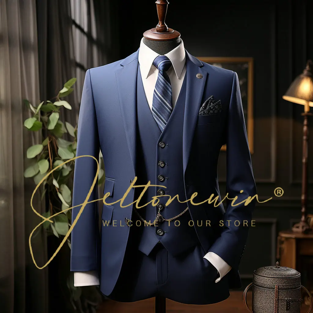 

Slim Fit Male 3 Piece Wedding Dress Suits Set Men Business Casual Blazer Wedding Blazers Jacket Pants Vest Groomsman Wear Tuxedo