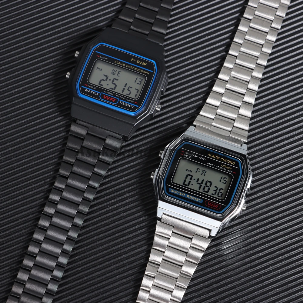 Correa de reloj de acero inoxidable de 18mm para Casio F84 F105/108/A158/168 AE1200/1300 SGW400 F91W AQ230 AE500W, pulsera de Metal para hombre