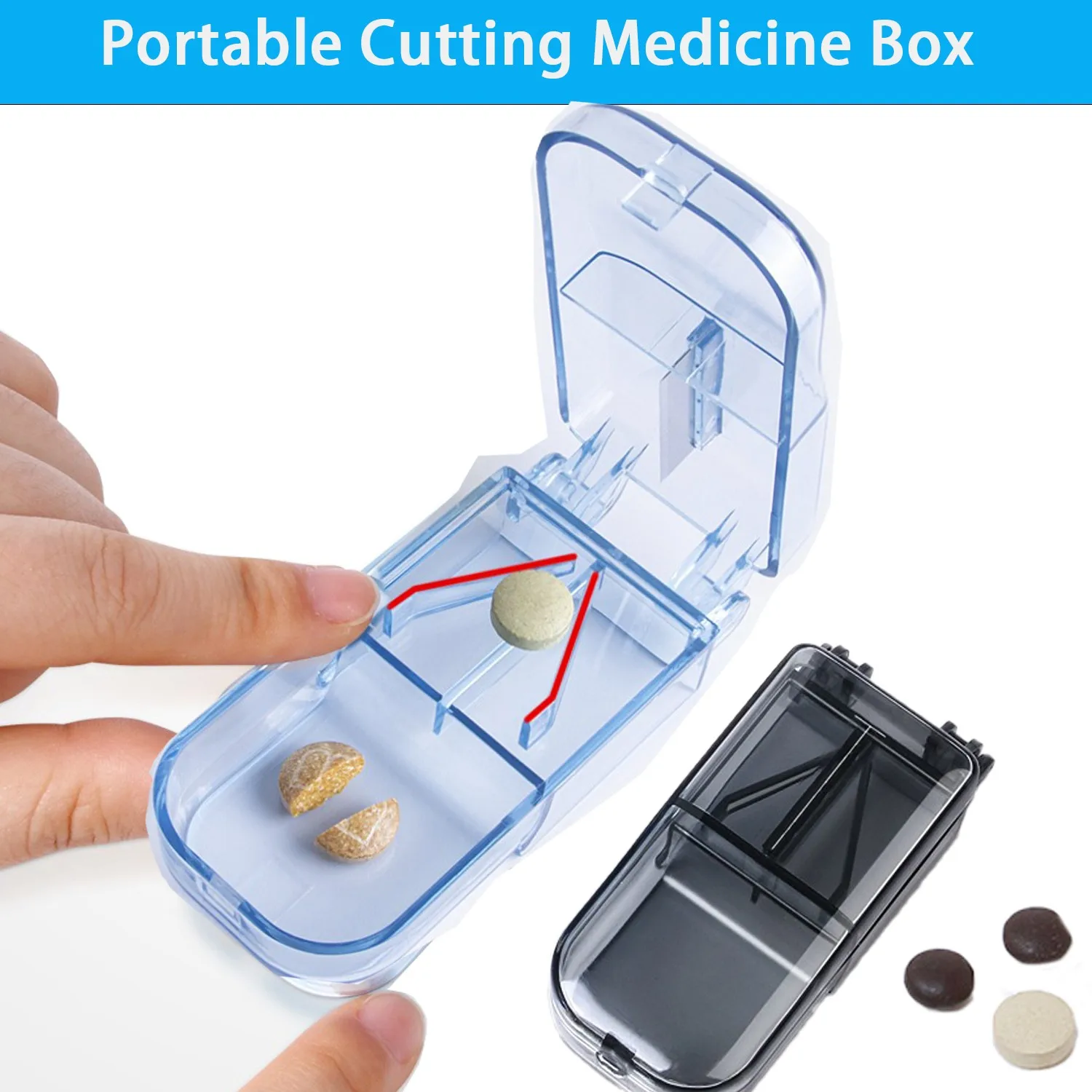 

Portable Pill Cutter Splitter Divide Medicine Storage Tablet Splitters Cut Slicer Home Pill Cases Dispenser Pill Box