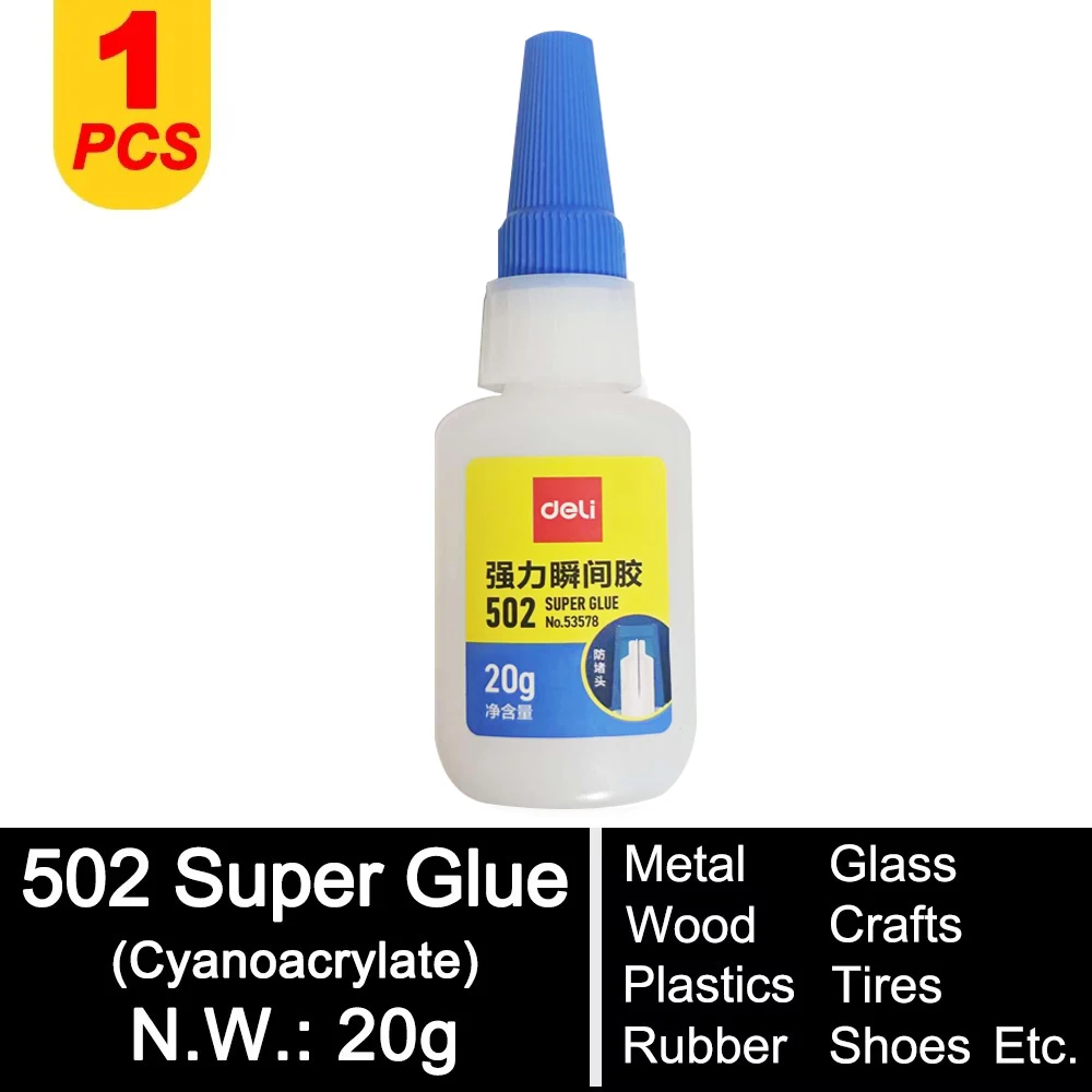 Deli 502 Superlijm Professioneel Sterk Snel Snel zelfklevend Cyanoacrylaat Hardware Metaal Auto's Hout Ambacht Hobby Seconden Bond