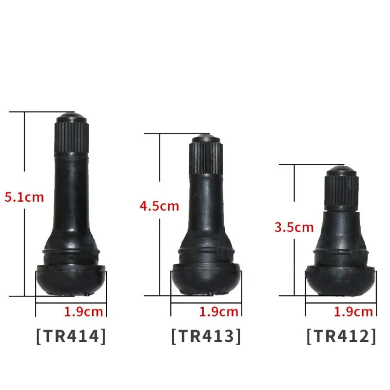 Tubeless Snap-In latão válvula de pneu hastes, curto borracha preta, válvula de pneu, na manga e Cap, Tr412, 413, 414C, 412AC, 413C, Tr415, tr418, 4