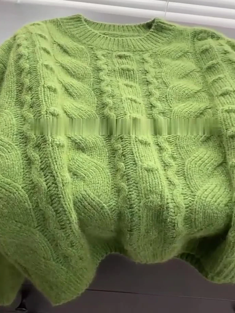 

Ladies een Twisted Knit Sweater round Ne Long Sve Woolen Casual Sle Autumn Winter New Arrival Versatile White Enhancing