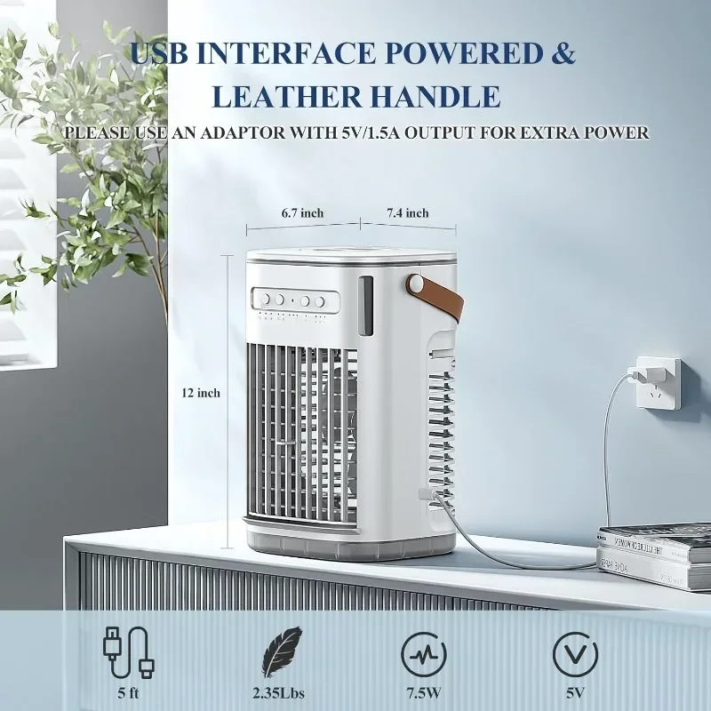 Climatiseurs portables, mini refroidisseur d'air par évaporation, charge personnelle, ventilateur de bureau pour la maison, le bureau, l'extérieur