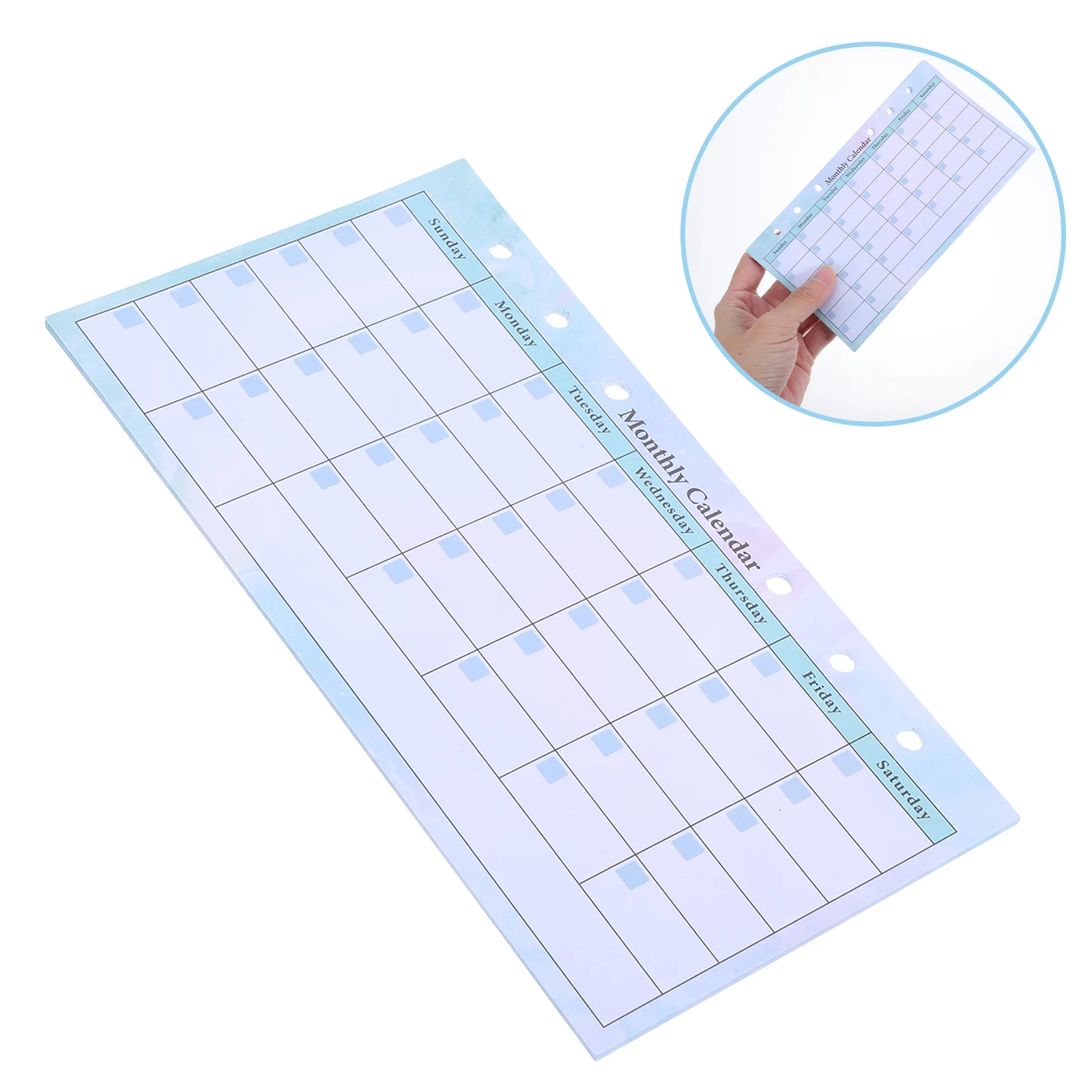 14 Sheets Advent Calendar Monthly Planner Weekly Personal Refill Desk Blue Meal Work