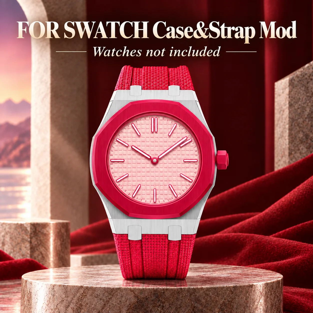 New Stainless Steel/Carbon Fiber Case/Fluororubber Strap, For Swatch Collection Luxury Mod Kit Changer To Wristwatch Band