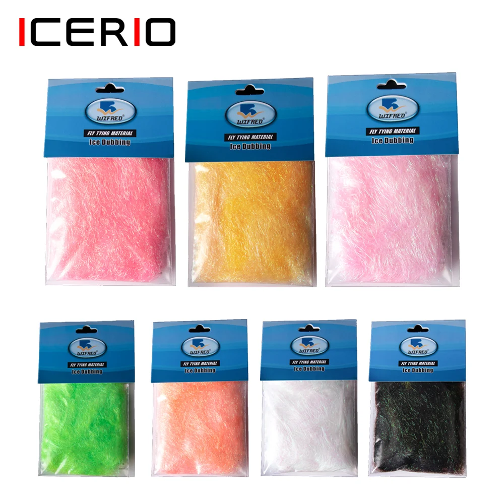 

ICERIO Fly Tying Material Ripple Ice Dubbing Synthetic Fiber for Shrimp Scud Nymph Bodies Wing Tails for Trout Flies Making