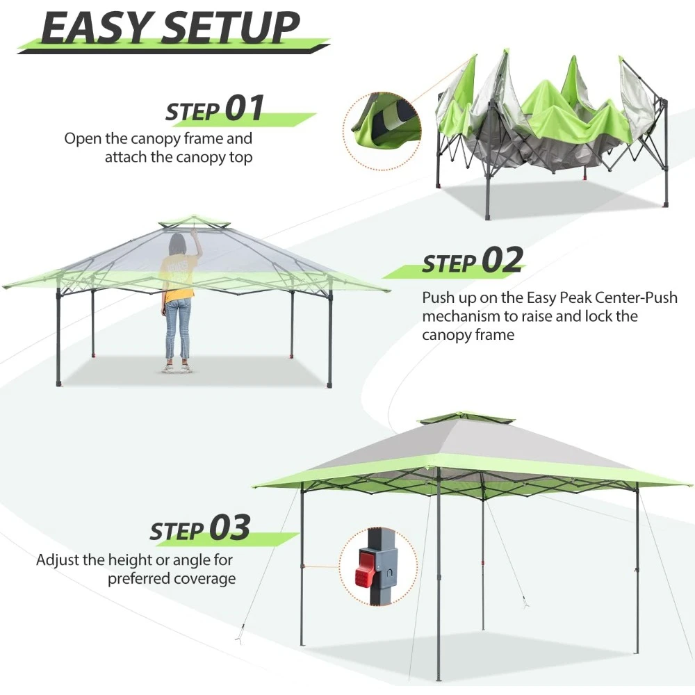 13x13 Instant Outdoor Canopy Easy Single Person Set-up Folding Shelter w/Auto Extending Eaves 169 Square Feet of Shade