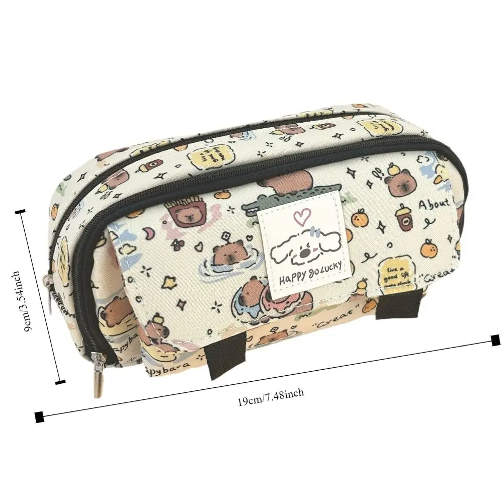 Cute Cartoon Print Pencil Case Portable Large Capacity Pen Bag Multi-functional Stationery Storage Pouch Office School Supplies